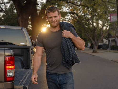 A One-Day Jober walking home at the end of a paid day in Austin